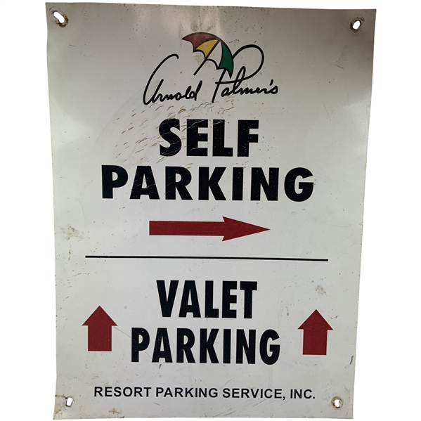 Vintage Arnold Palmer Metal Self and Valet Parking Directional Sign