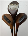 Three Antique Hickory Shaft Wood Golf Clubs Including Wright & Ditson & Seymour Dunn