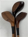 Three Antique Hickory Shaft Wood Golf Clubs Including Wright & Ditson & Seymour Dunn