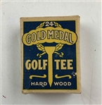 Three Boxes Gold Medal Brand Hardwood Golf Tees and Original Packaging