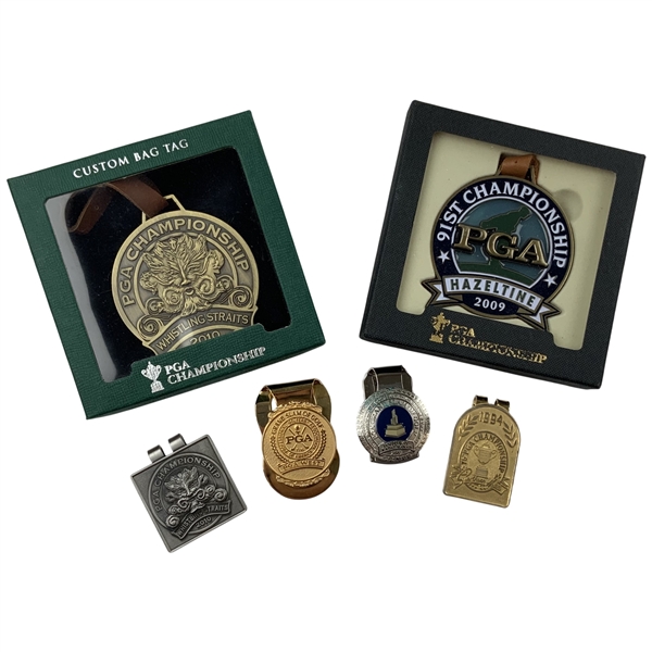 An Assortment of PGA Championship & Grand Slam of Golf Bag Tags & Money Clips
