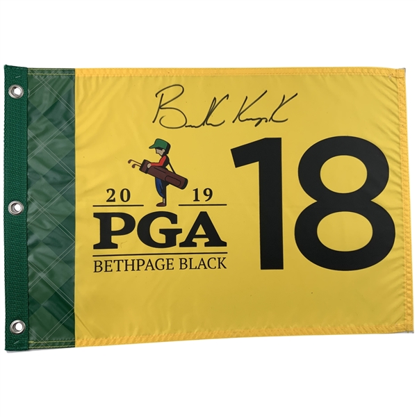 Brooks Koepka Signed 2019 PGA Championship Bethpage Black Flag JSA ALOA