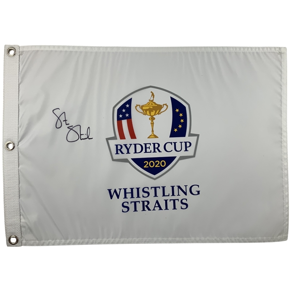 Steve Stricker Signed 2020 Ryder Cup Whistling Straits Flag JSA ALOA