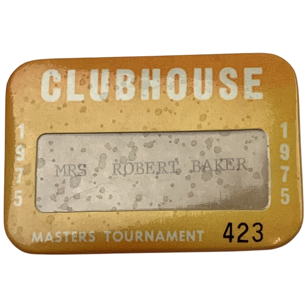 1975 Masters Tournament Clubhouse Access Badge - Nicklaus 5th Win
