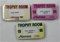 A Run of Eight (7 Different) Masters Trophy Room Access Badges 1989-1995 - Tiger Masters Debut