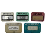 A Group of Five (5) Masters Tournament Employee & Score Reporting Badges Between 1971 & 1993