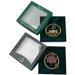 Two Masters Tournament Holiday Ornaments Including 2016 Hole 16 Redbud and 2019 Clubhouse