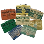 A Collection of Eight Vintage Masters Tournament Series Badges from Between 1967-1979