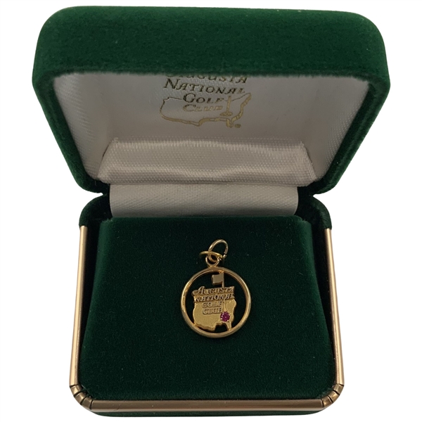 Augusta National Golf Club 10 year Employee Gift 10k Gold Charm w/ Ruby Stone in Box