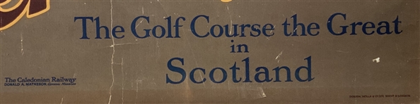 c.1910 Gleneagles Scotland Fore! Artist Harry Rountree Caledonian Railway Golf Lithograph Poster