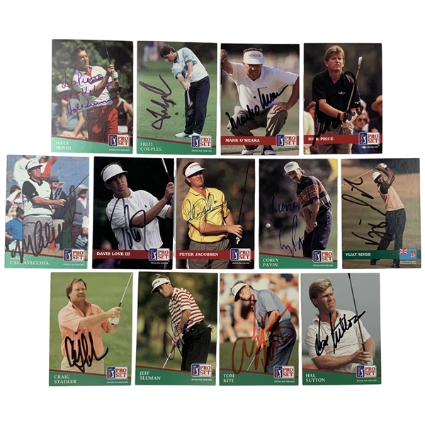 A Collection of Thirteen Signed 1991 and 1992 Pro Set Golf Cards JSA ALOA
