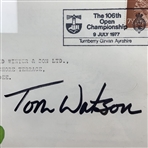 Tom Watson Signed 1977 Open Championship First Day Cover Framed Display JSA ALOA