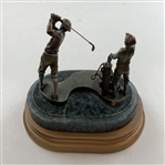 Michael Roche Fine Pewter Golf Sculpture 'The Final Drive' on Marble & Wood Base