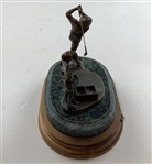 Michael Roche Fine Pewter Golf Sculpture 'The Final Drive' on Marble & Wood Base