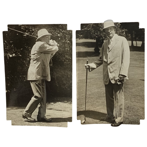 Two International News Photos Silver Gelatin Press Photographs of John D. Rockefeller, Sr. Playing Golf, 1929