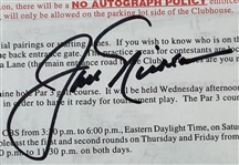 Jack Nicklaus Signed 1998 Masters Tournament Jack Nicklaus Day Pairing Sheet JSA ALOA