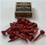 24 Gold Medal Hard Wood Red Painted Golf Tees in Original Box