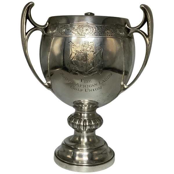 c.1930 South African Ladies Golf Union Sterling Silver Three Handled Loving Cup Trophy - Heavy