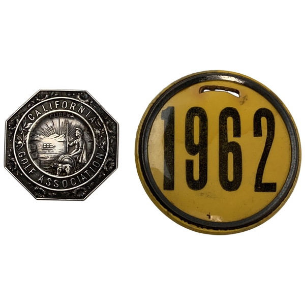 Two Vintage Items Including California Golf Association Medallion and 1962 Derryfield Country Club Bag Tag