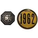 Two Vintage Items Including California Golf Association Medallion and 1962 Derryfield Country Club Bag Tag