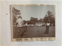 A Trio of Early 20th Century Sepia Toned Gelatin Silver Photographs of Mrs. Caroline  Manice Golfing