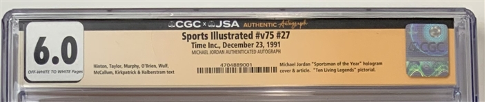 Michael Jordan Signed 1991 Sports Illustrated Magazine Sportsman of the Year CGC 6.0 JSA PSA DNA
